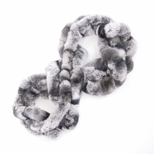 Chinchilla Rabbit Fur Loop Scarf
